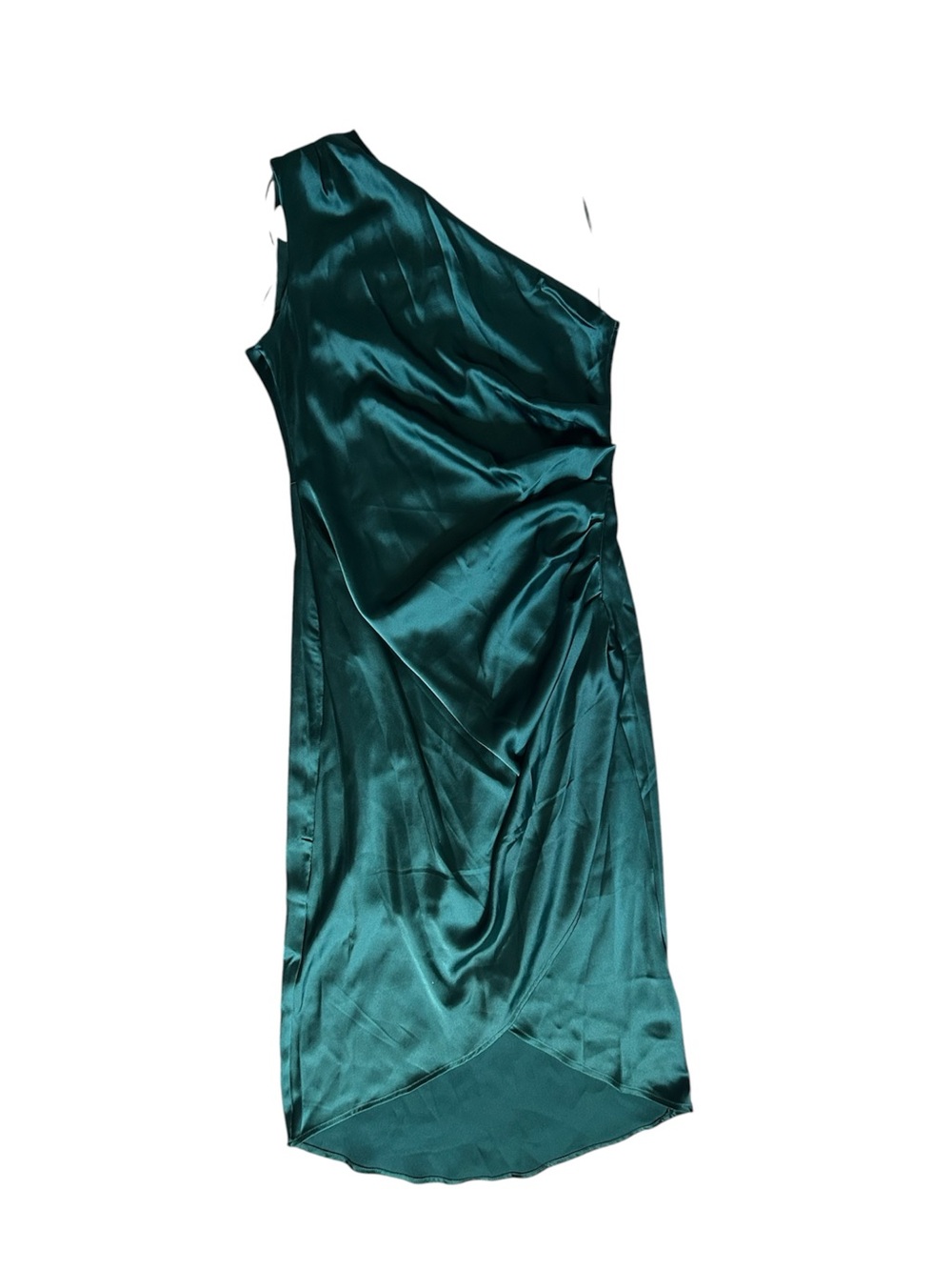 Rachel Zoe One-Shoulder Emerald Satin Dress Size 10